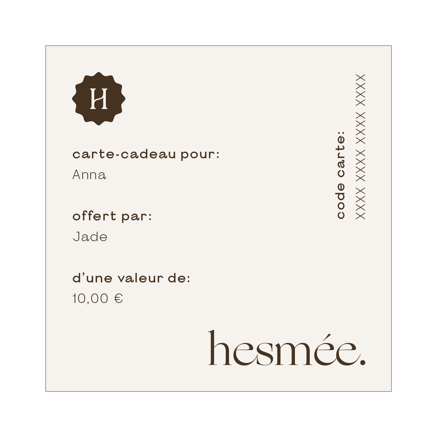 Carte-cadeau - Hesmée